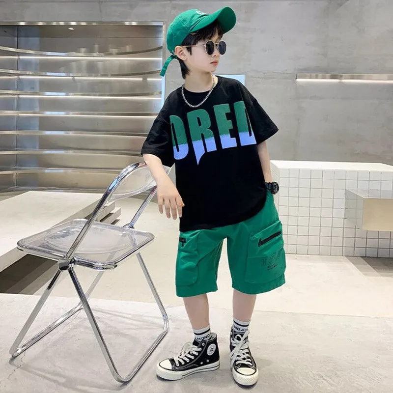 

Tide Toddler Hot Sale Boy Korea Children 2PS New Sport Shirt Short Sleeve Pant Fashion Outfit Suit Clothes 2023 Clothing Casual