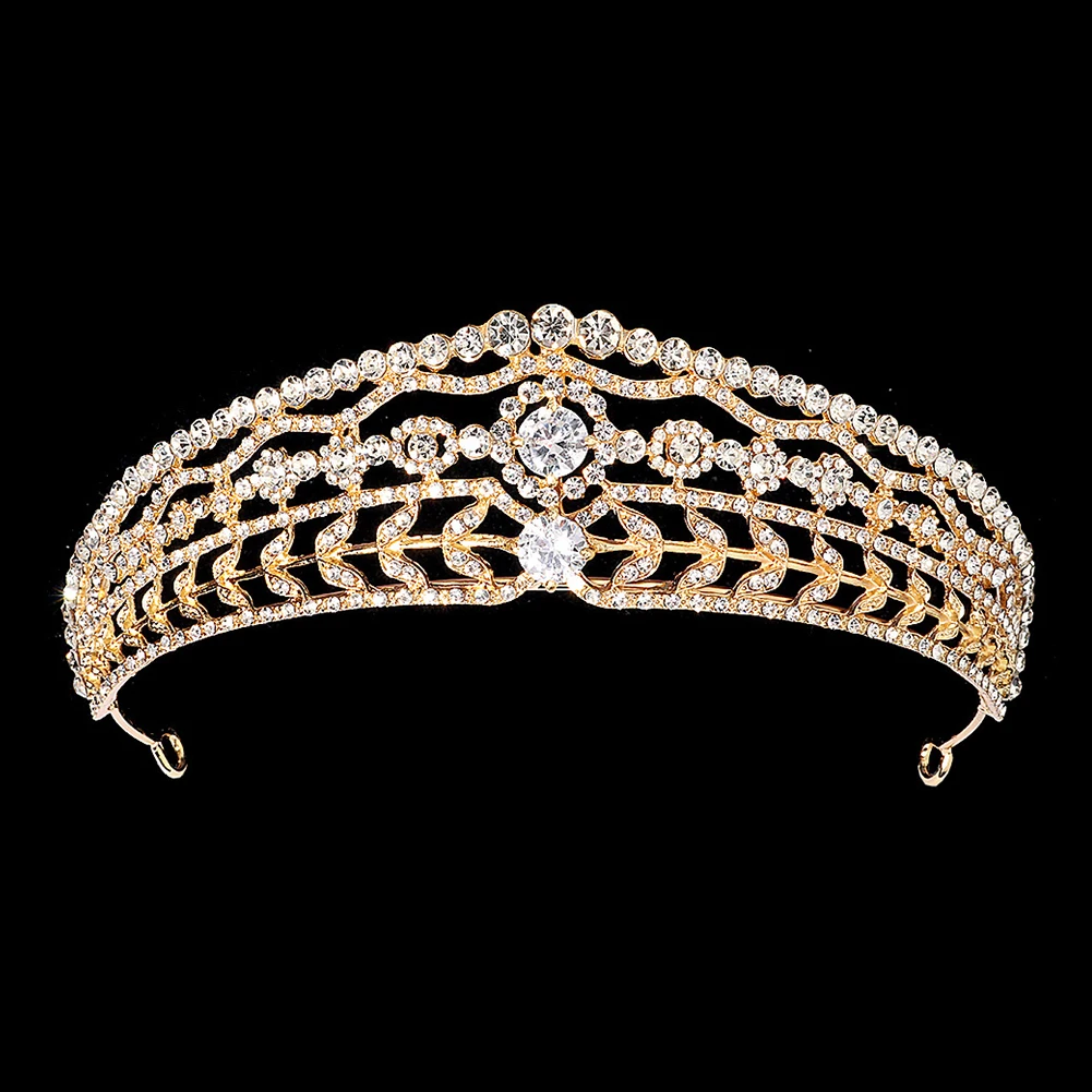 Gold Color Tiaras and Crowns for Women Wedding Bridal Hair Accessories Pearl Rhinestone Headpiece Bride Headdress Prom Jewelry