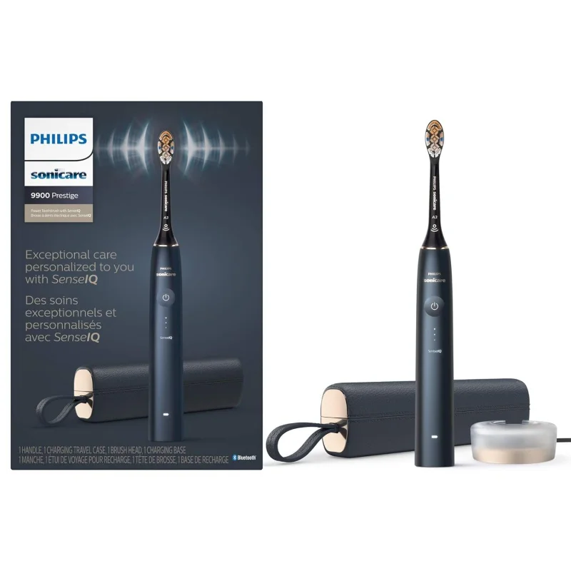 Spazzolino Elettrico Ricaricabile Philips Sonicare 9900 Prestige Con Senseiq, Midnight, Hx9996