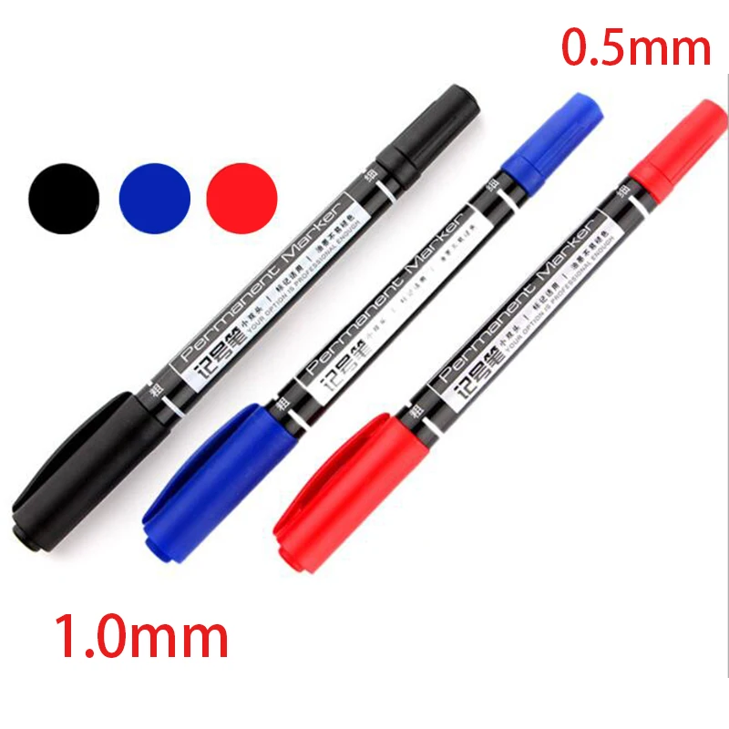 Deli Dual Tip 0.5/1mm Quick Dry Permanent Sign Marker for Metal Fabric Quality Thin Line Pen for Drawing permanent marker pen marker pens permanent marker permanent markers pen marker markers pen marker pen art marker pens art markers paint marker pens (1-3pc)