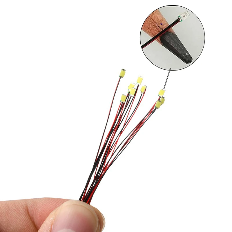 10 Pz 0402 0603 0805 1206 Lampada Smd Pre Cablata Micro Led Pre-Saldato Micro Litz Wired Chip 30Cm 3V Modello Ferroviario Gundam Scene