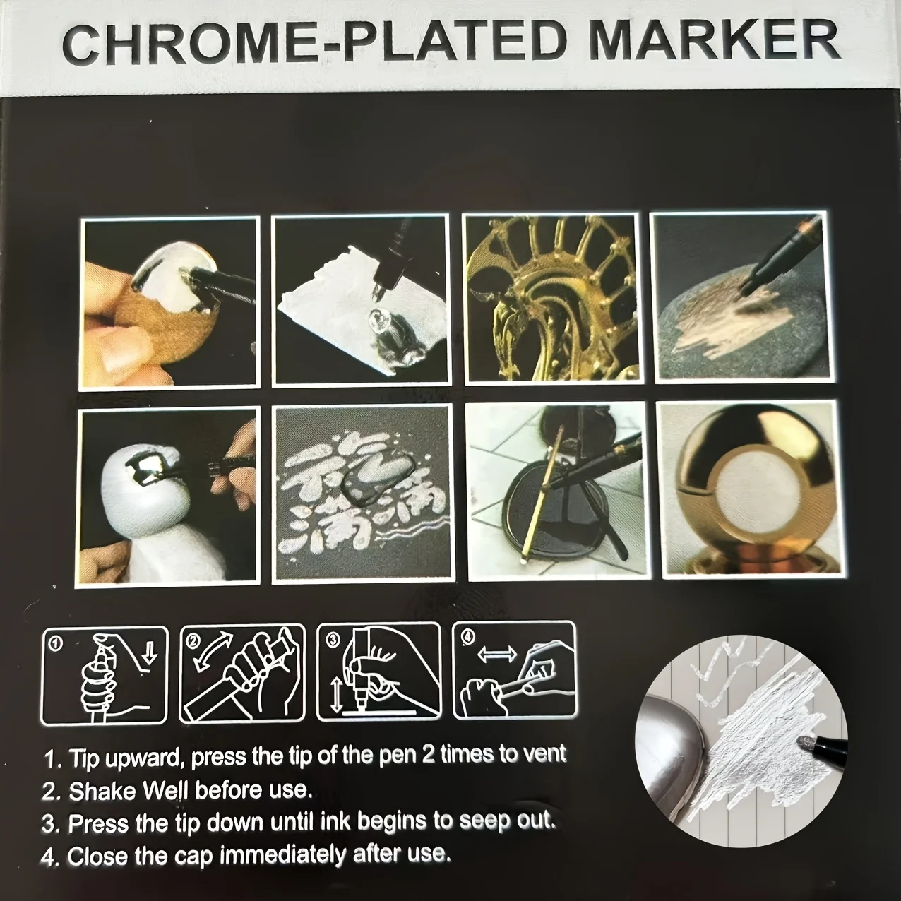 3/2/1 pennarelli effetto specchio cromato, ad asciugatura rapida e impermeabili, adatti per carte, poster, tazze, ceramiche e oggetti in vetro - immagine 5