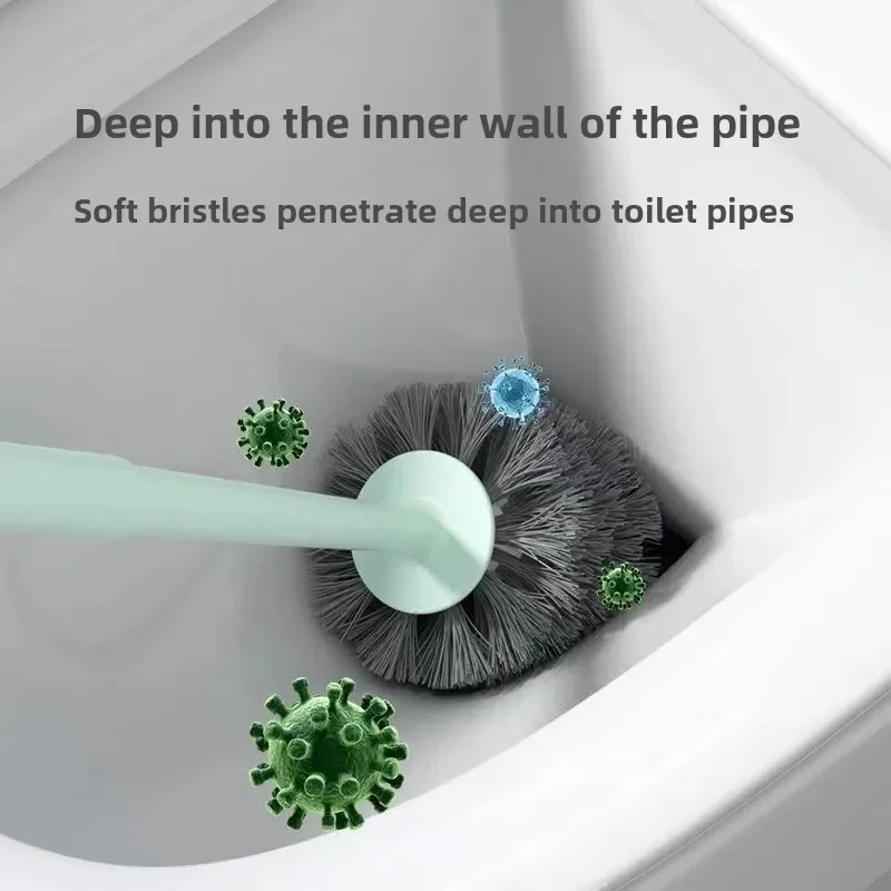 2pcs,Soft Toilet Brush Bathroom Storage Organizer Holder Bathroom Accessories Wall Mounted Plastic Toilet Brush Cleaning