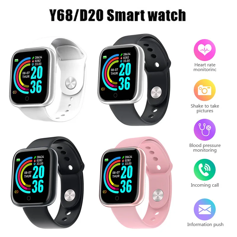 

Multifunctional Smart Watch Bluetooth Connected Phone Music Fitness Sports Bracelet Sleep Monitor Y68 Smartwatch D20 pk D18 D13