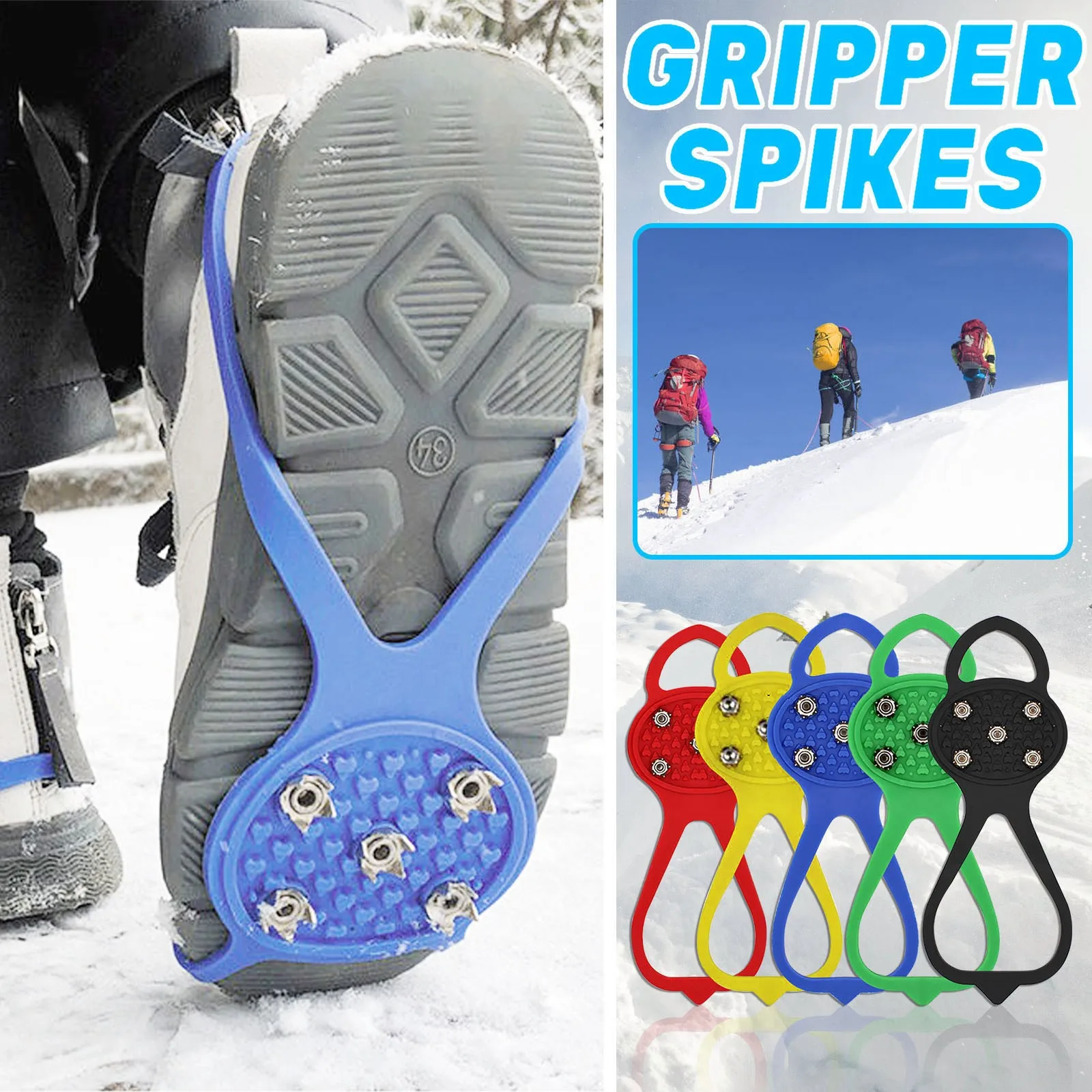 Snow Cleats Ice Spikes Grips Crampons For Hiking Winter Walking Climbing Fishing 25#