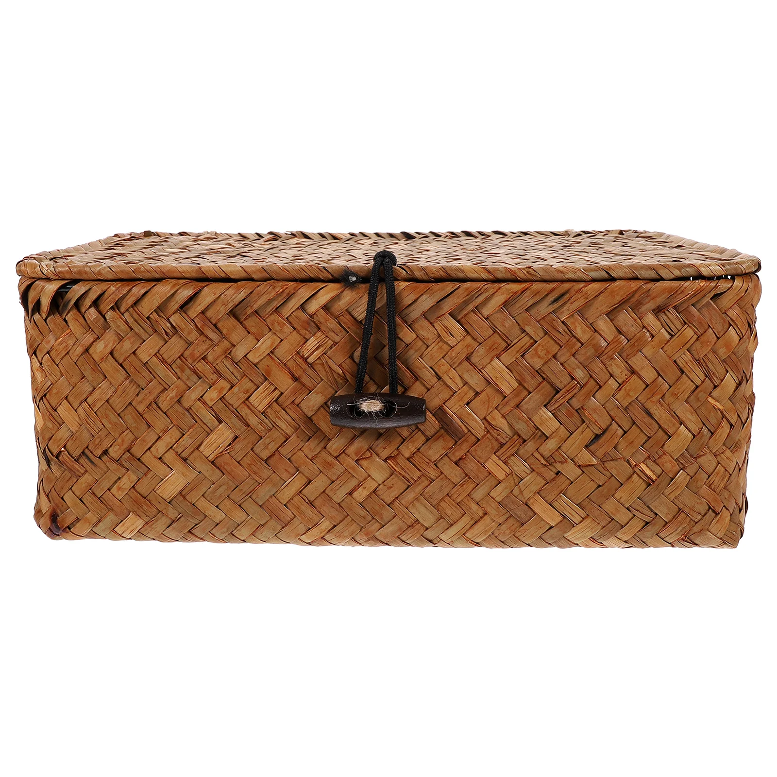 

Wicker Shelf Baskets Bin Lid Handwoven Seagrass Basket Storage Bins Rectangular Organizer Boxes Household Basket Boxes Wardrobe