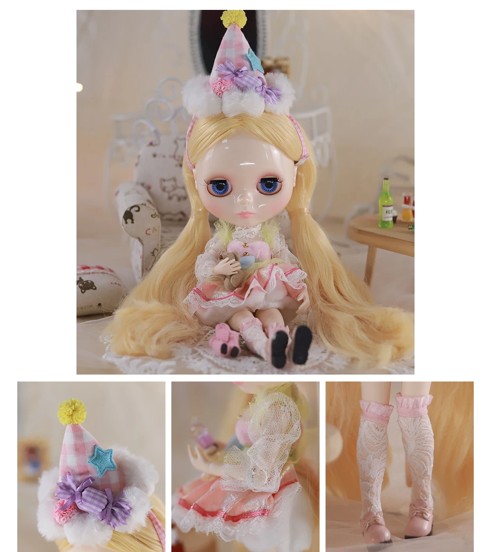 Neo Blythe Doll with Blonde Hair, White Skin, Shiny Cute Face & Custom Jointed Body 5