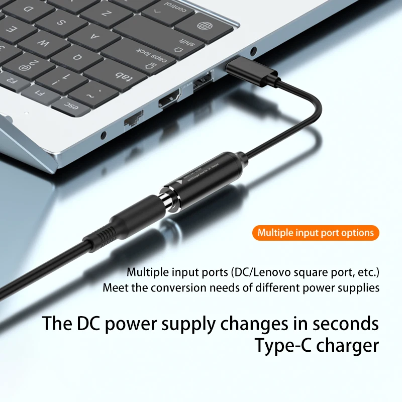 DC USB C타입 전원 어댑터 컨버터 노트북 전원 잭 커넥터, 맥북 레노버 HP 65W, DC 암-USB C 수 어댑터