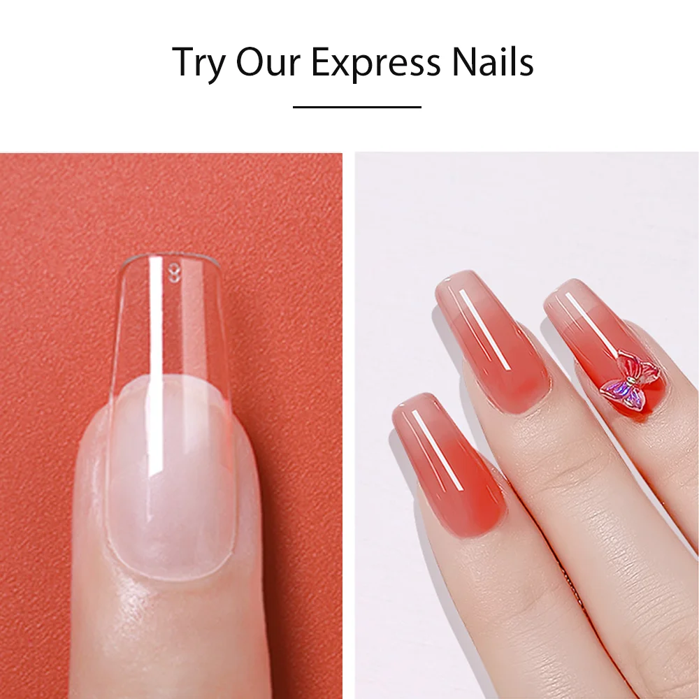 Fake nails Beautilux Express Nails 552pcs/box Oval Stiletto Almond Square Coffin French False Fake Soak Off Gel Nail Tips American Capsule