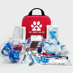 Portable EVA Pet First Aid Kit - 61-Piece Set for Outdoor Travel and Camping Emergency Supplies (Pet bag)
