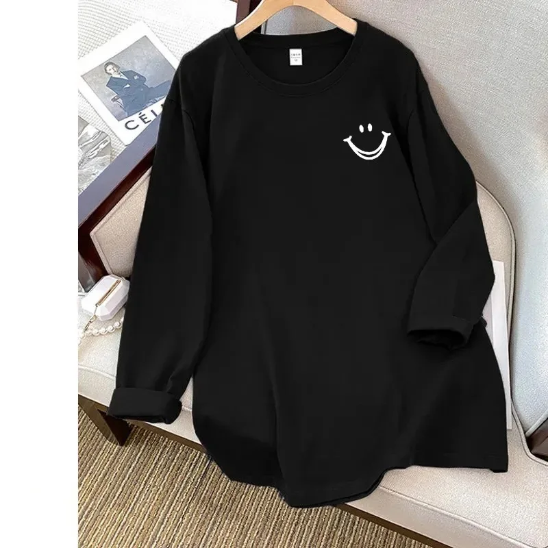 

Plus Size 6XL 150kg Spring T-Shirt Woman Korea Loose T Shirt Women Casual Top Tee Black Long Sleeve Tshirt su