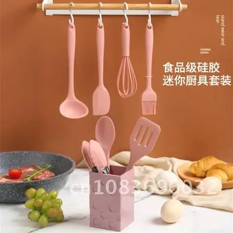 

Silicone kitchenware 8/Pcs Set Non-stick Cookware full spatula set mini storage box baking cooking Utensils oil brush scraper