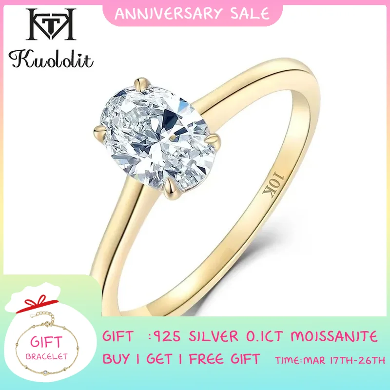 Kuololit 585 14K イエロー ゴールド 1.5CT 1.0CT モアッサナイト 