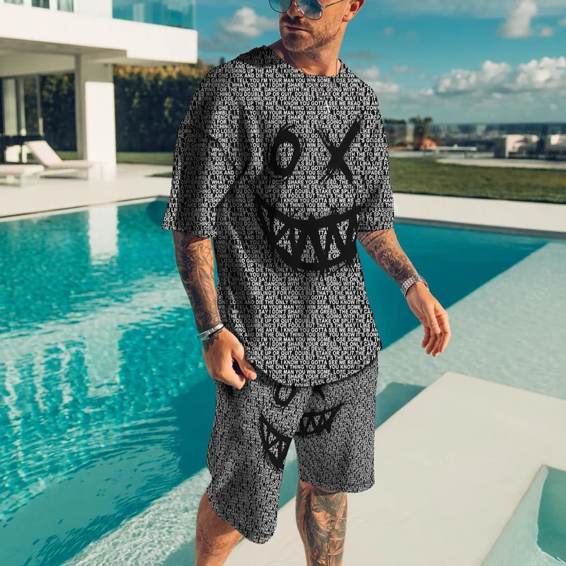 

Men Clothing ChandalsManSummer 3d Print Men's Shirts Suit Plus Size T-shirt Beach Shorts Tracksuit Set Breathable Short Sleeve