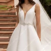 Simple Satin A-Line Wedding Dresses For Women Party Elegant V-Neck Sleeveless Bridal Gowns Princess Ball Vestidos De Novias 2025 3