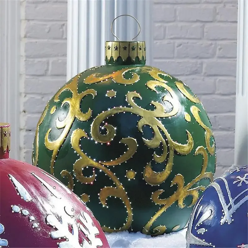 thumbnail image 1 of Bola inflable navideña decorada de 60 cm para exteriores, de PVC, gigante, grande, para árbol de Navidad, juguete sin luz, 1 of 5