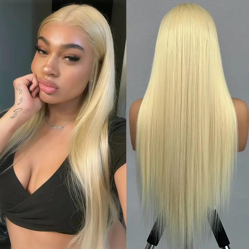 40 Inch 613 Lace Front Wig Human Hair 13X4 Blonde Straight HD Transparent Lace Frontal Wigs Human Hair 250% Density Human Hair 1