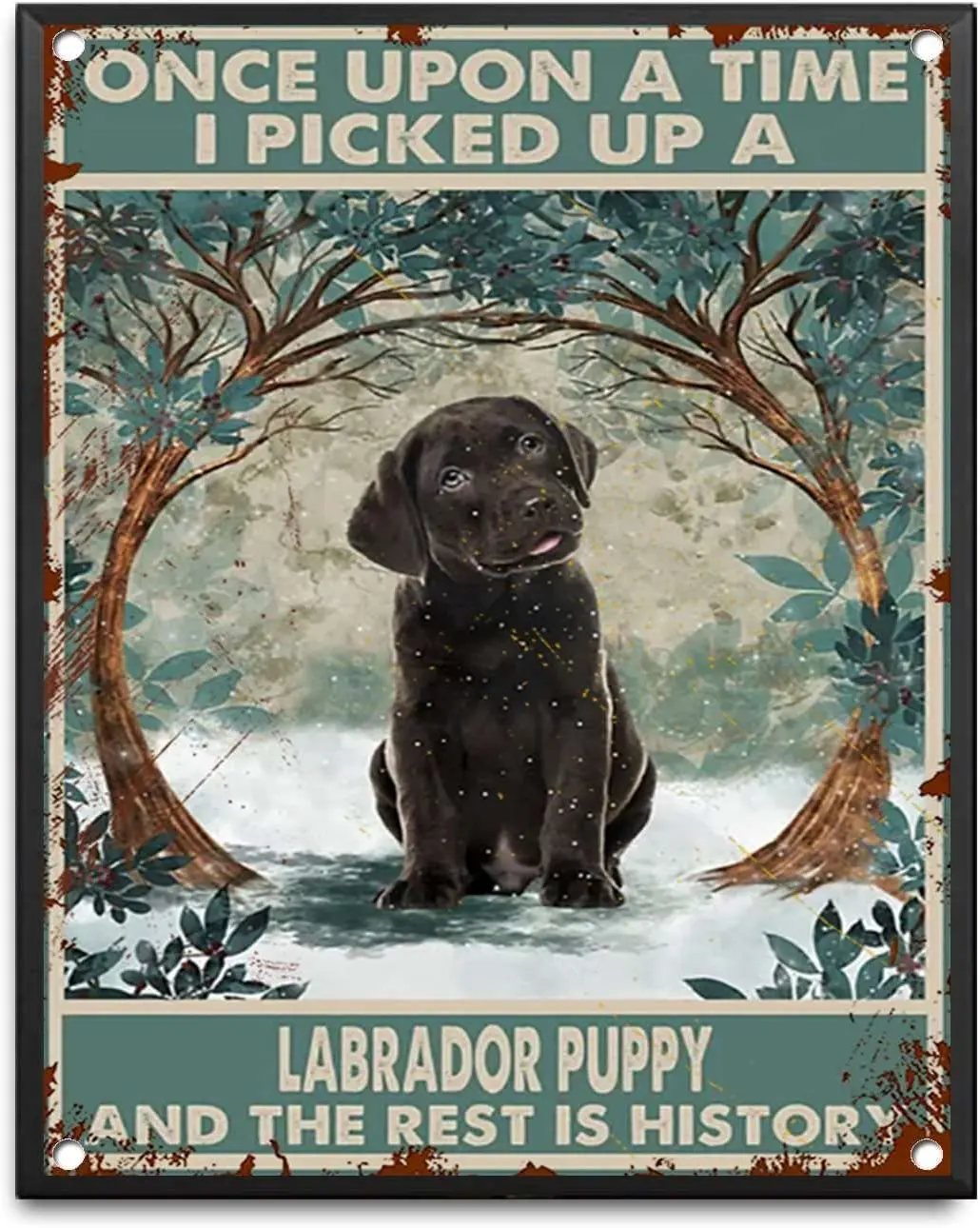 Targa Di Latta Chocolate Labrador Puppy Ex Poster Chocolate Labrador Amorous Man Fun Dog Wall Art Creative Tin Sign
