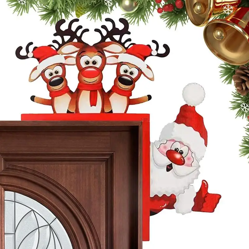 

Christmas Door Frame Decoration Creative Wooden Door Corner Santa Claus Elk Sign Christmas Decoration Accessries Christmas Gifts