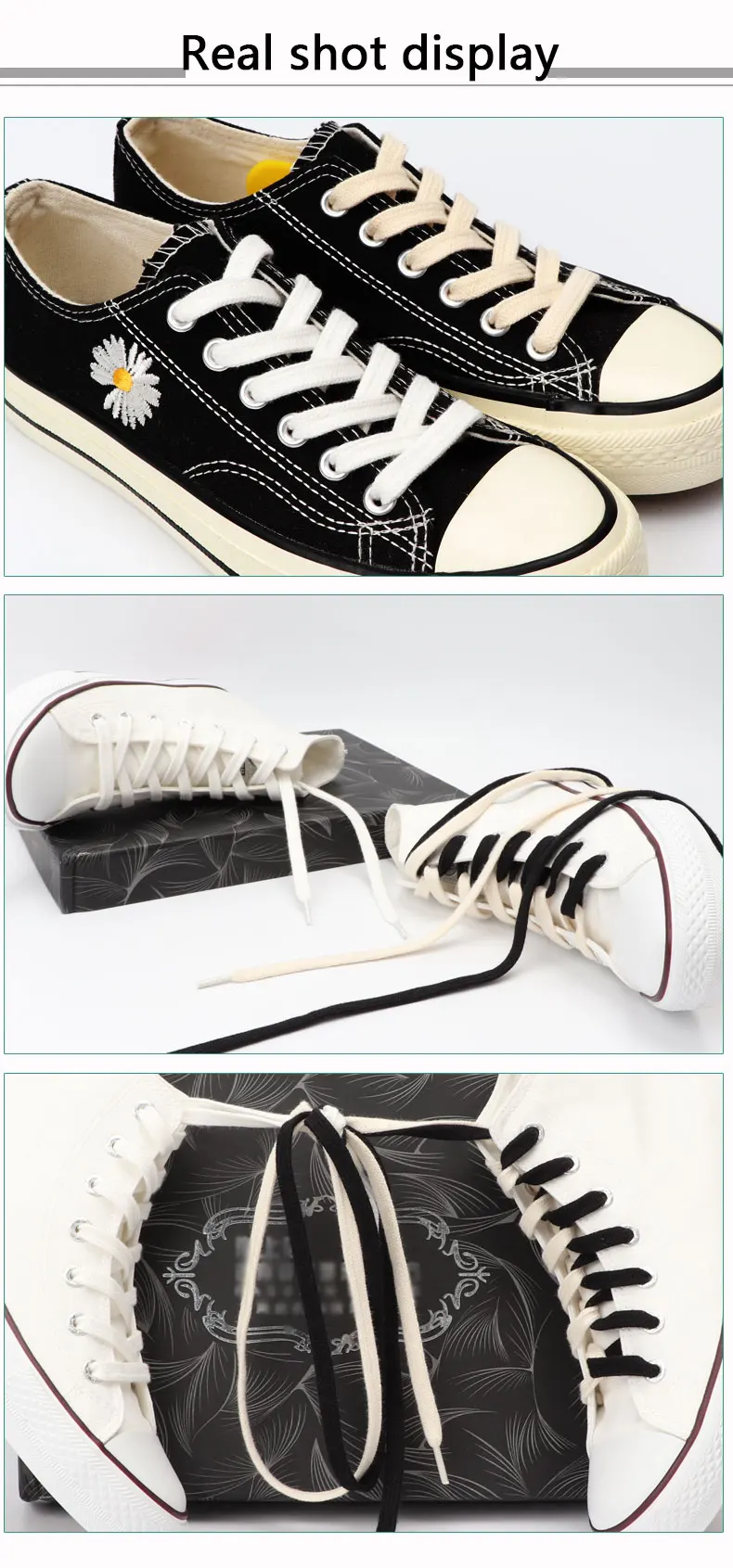 1 Paar flache, solide Schnürsenkel, klassische Leinwand, schwarz, weiß, Schnürsenkel für Turnschuhe, Laufen, Sport, Schnürsenkel, Allstar, Damen und Herren, lässige Saiten – Detail 7