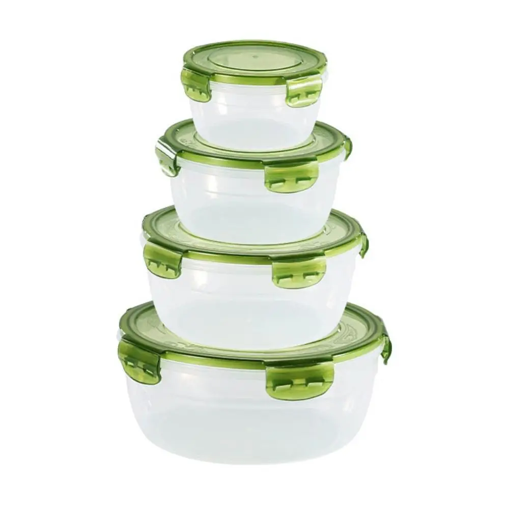 Sealed Round Refrigerator Storage Box with Lid Plastic Trasparent Crisper Food Containers Stackable Microwave-heated Lunch Box 5