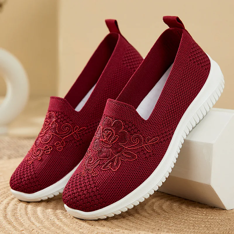 2022 Autumn New Flat Shoes Women Non Slip Walking Footwear Mesh Breathable Loafers Soft Sole Comfort Mom Sport Shoes Casual Shoe