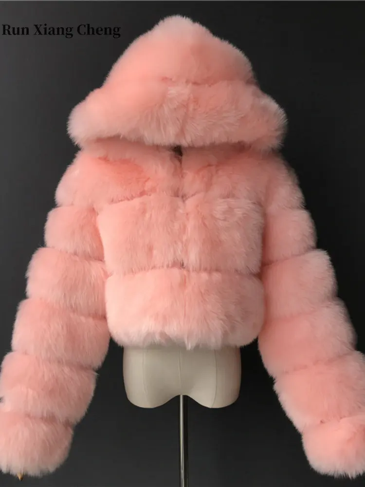 Woman's Winter Fur Coat 2023 New Artificial Fur Luxury Designer Hooded Fluffy Plush Jacket Chic and Elegant Stuffed Short Coat