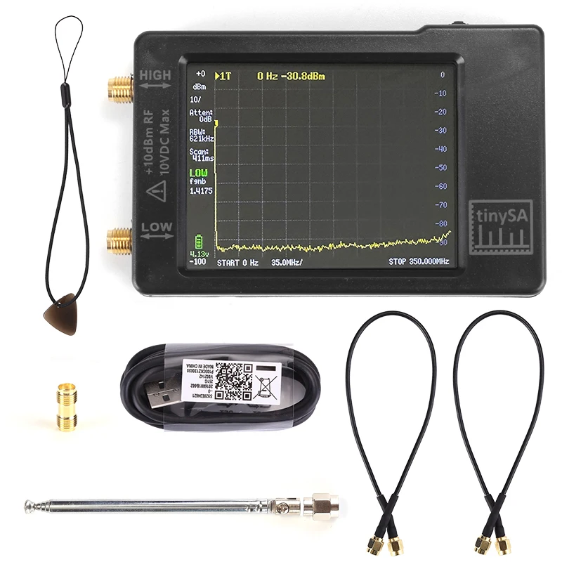 Hugen 버전의 오리지널 TinySA 2.8인치 디스플레이 100kHz960MHz 휴대용 소형 스펙트럼 분석기(ESD 보호 기능 포함)