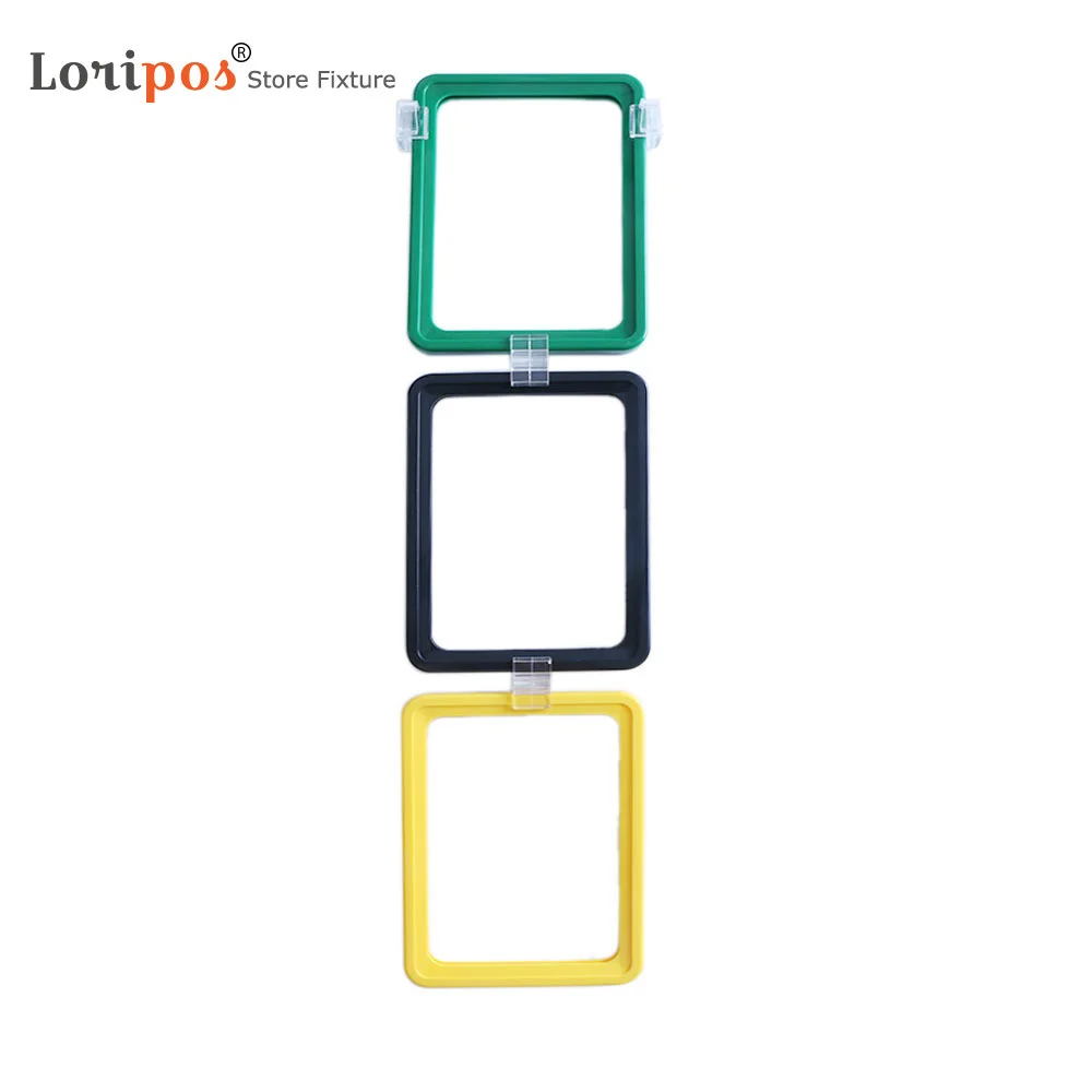 10PCS A6 Hanging Ceiling Poster Frames Plastic Sign Frame Hanging Hook Promotion Paper Label Holders Loripos