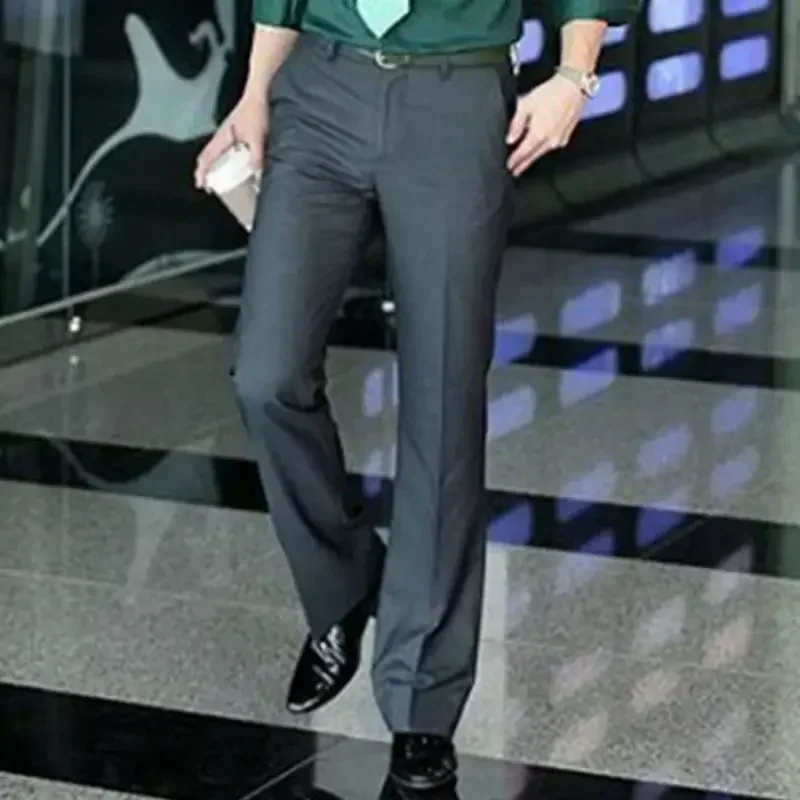 thumbnail image 1 of Pantalones de traje de hombre de talla grande marrón Pantalones rectos de verano para hombre Elegante estilo coreano 2024 Ropa clásica Reseñas Muchas, 1 of 5