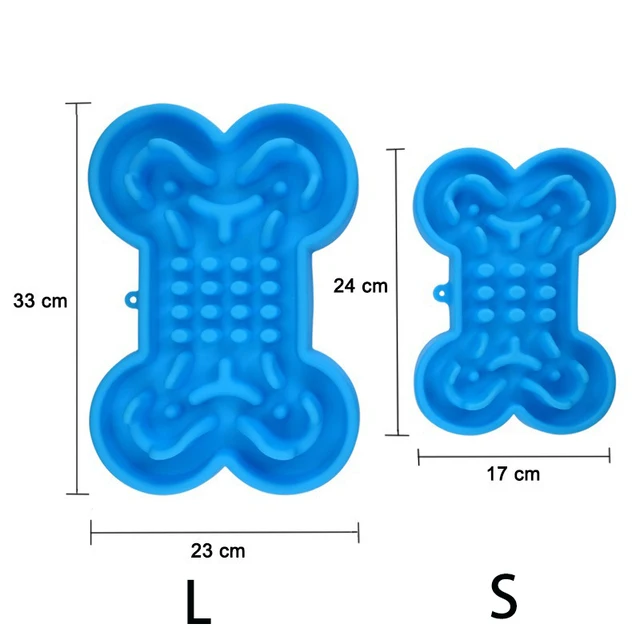 Pet Slow Food Bowl Silicone Bone Shaped Anti-Skid Dog Bowl Cats Feeding Bowls Leakproof Food Feeder Training Dog Slow Food Pet 2