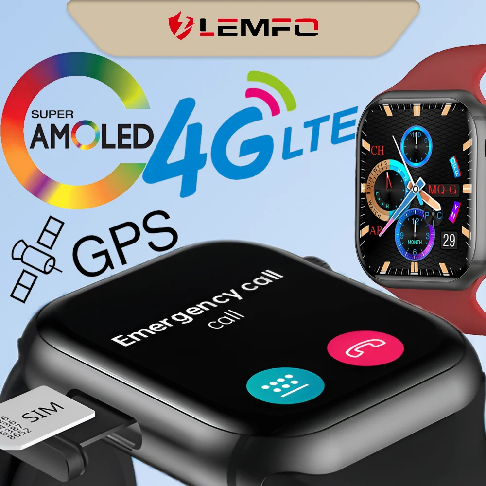 

LEMFO DM60 2.02Inch AMOLED LTE 4G GPS Smart Watch For Men Women SIM Card WiFi 4G 64G Smartwatch 2023 800mAh BT IP67 PK Ultra 8