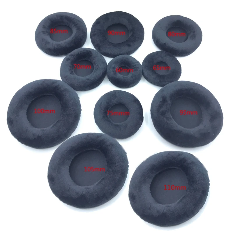 H7EC Comfortable Sponge Velvet Earpads 60mm 110mm Headphone Headset
