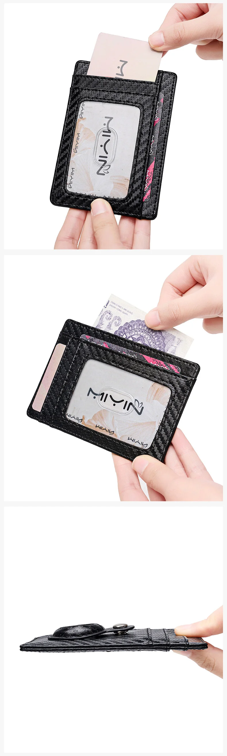 MIYIN Ultradünne, minimalistische Vordertasche mit RFID-Abschirmung, kleines und tragbares Airtag-Kreditkartenetui für Damen und Herren – Detail 5