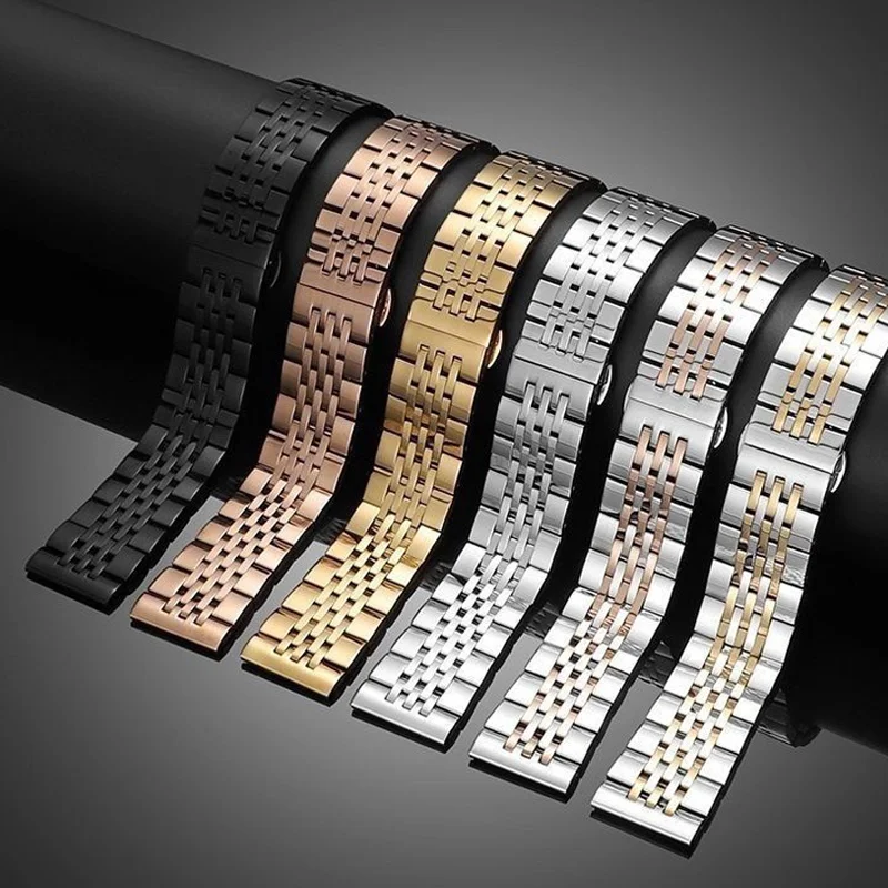 Premium Stainless Steel Watch Strap - Adjustable Wristband in Multiple Sizes (12-24mm)