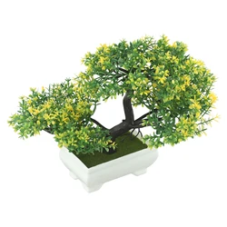 Miniature Bonsai-Inspired Artificial Plant for Home and Garden Decor (Yellow)