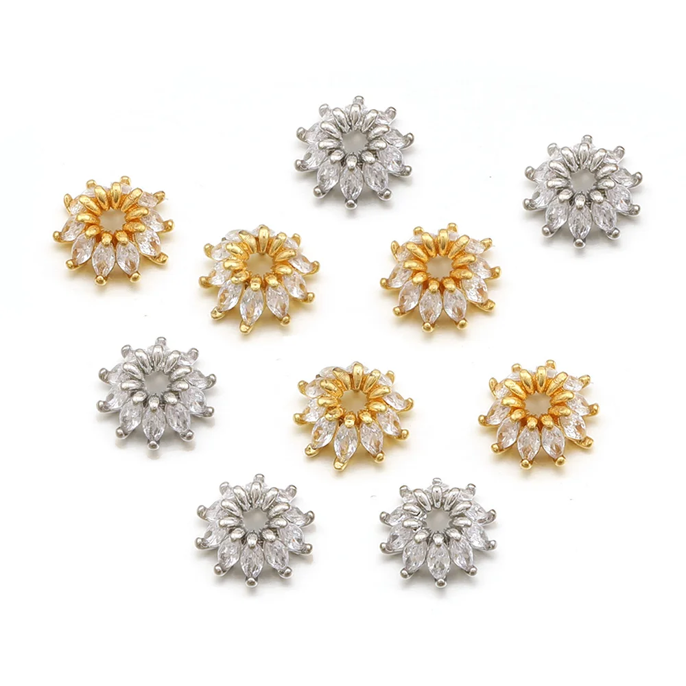 Cordial Design 11*11MM 50Pcs Jewelry Findings & Components/Flowers Shape/Hand Made/Jewelry Accessories/Copper/DIY CZ Cap Making - cordial