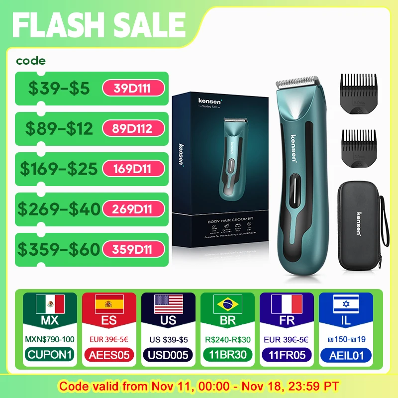 Electric Body Hair Trimmer for Men Women Balls Shaver Hair Removal Bikini Trimmer Groin Groomer Clipper Beard Razor
