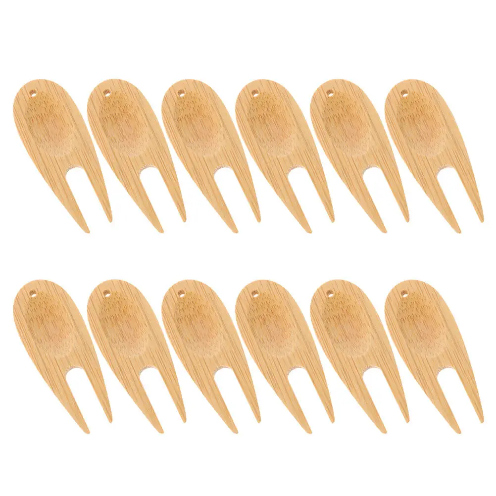12Pcs 나무 골프 디봇 마커 휴대용 다기능 골프 수리 도구 볼 마커 잔디 디봇 수리 도구