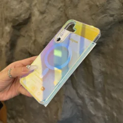 Gradient Laser Bright Stripe Red Light Phone Case with Magnetic Cover - Galaxy S23 Ultra (Magnetic - D32)