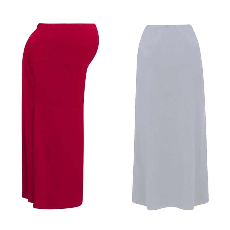 Pregnant Women Skirt Maternity Modal Skirt High Waist Good Stretch Foldable Waist Band Pregnancy Plus Size S-3XL