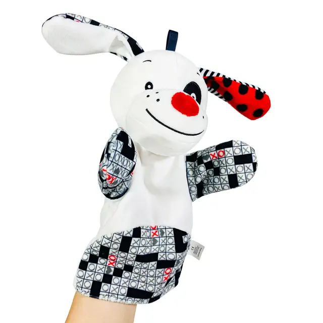 Soft Plush Stuffed Baby Toys Black and white Hand Puppet Cartoon Animals Hand Doll For Girls Boys Parent-child Interactive Games 2