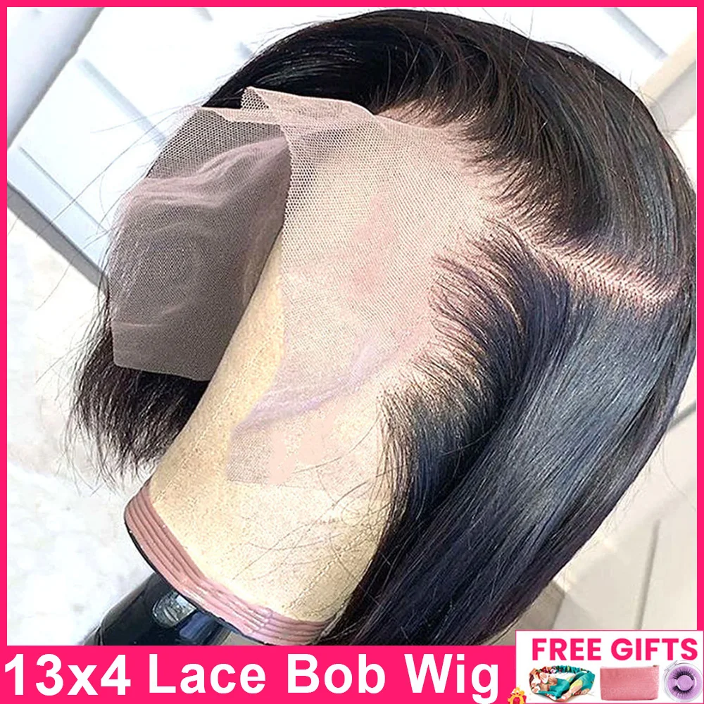 Lace Wig Short Bob Wig Pre Plucked Bone Straight Human Hair Wigs For Women Double Drawn Virgin Human Hair Wig Bob Lace Wigs image_0
