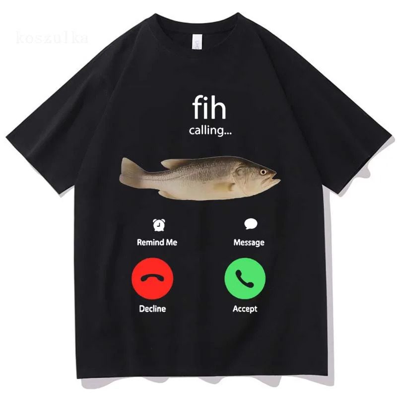 Fih Calling Remind Me 메시지 거절/수락 전화 통화 물고기 티셔츠 ..