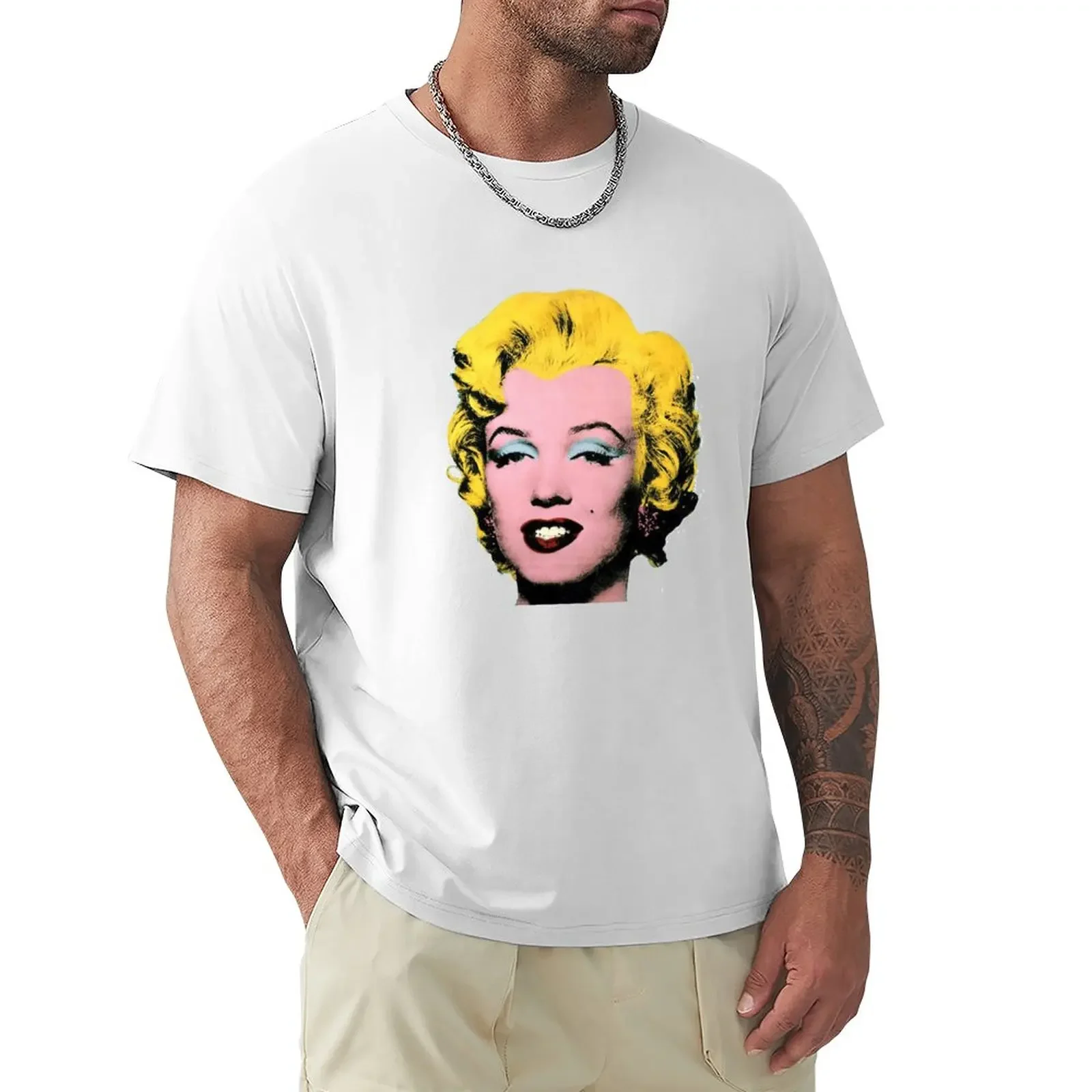 Andy Warhol Marilyn Monroe Sticker T-Shirt Moda Coreana Semplici Magliette Per Uomo