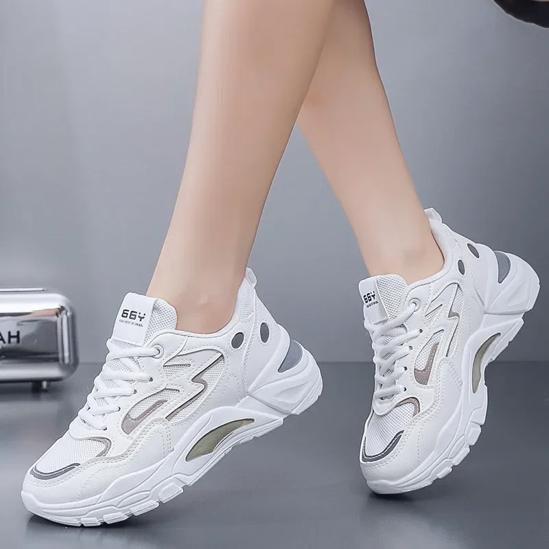 Tennis Shoes Women Fashion Breathable Mesh Shoes Lace-up Thick Sole Platform Sneakers Woman Casual Sneaker Zapatos Mujer