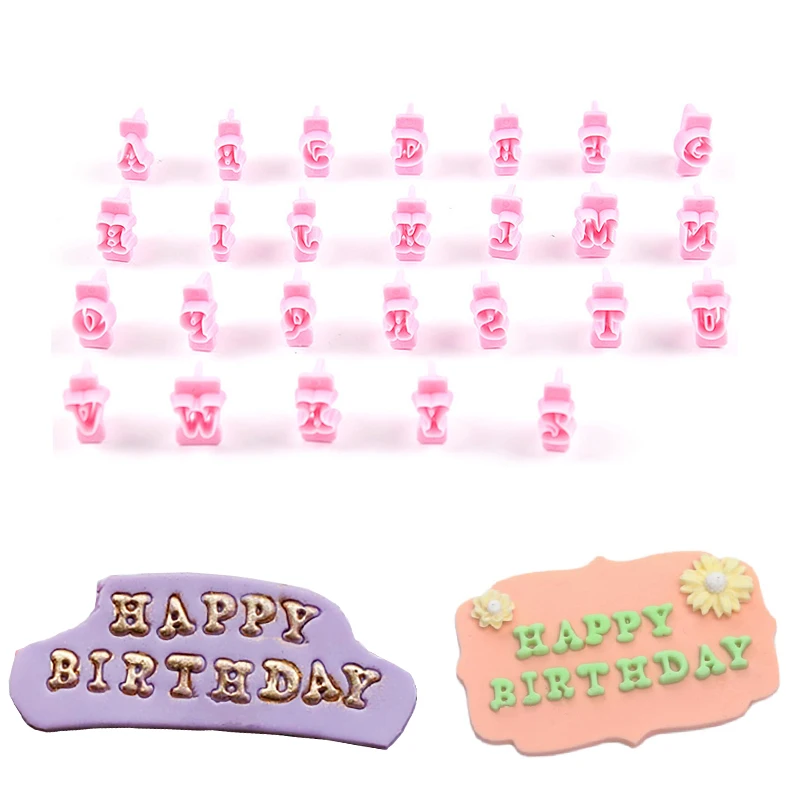 26 Alphabet Cake Molds Cakes Sugar Paste Letter Cookies Cutter Words Press  Stamp Baking Mold Embossing Mould for Home DIY Cake