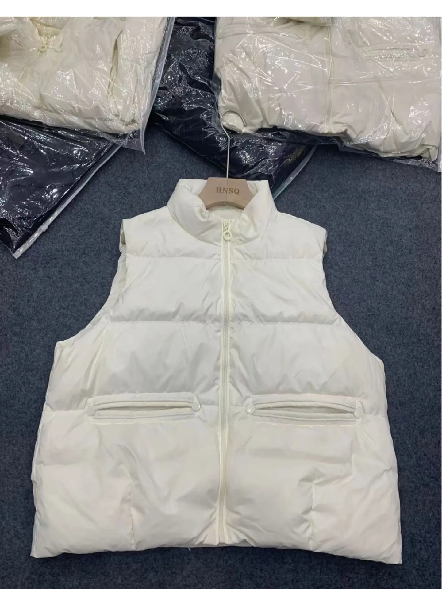 down Vest Female Stand-up Collar All-Match Short Chic Loose-Fitting Vest White Duck down Waistcoat Outerwear
