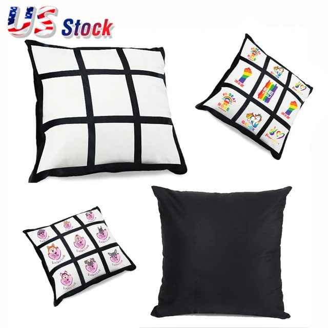 Blank Sublimation Pillow Covers Polyester 9 Panel On Front With A