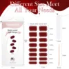 Harunoura Red Series Semi Cured Gel Nail Strips Maroon Gel Polish Nail Stickers Waterproof Long Lasting Stickers for Nails Decor 6